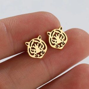 Tiny Tiger Hypoallergenic Black Stainless Steel Earrings